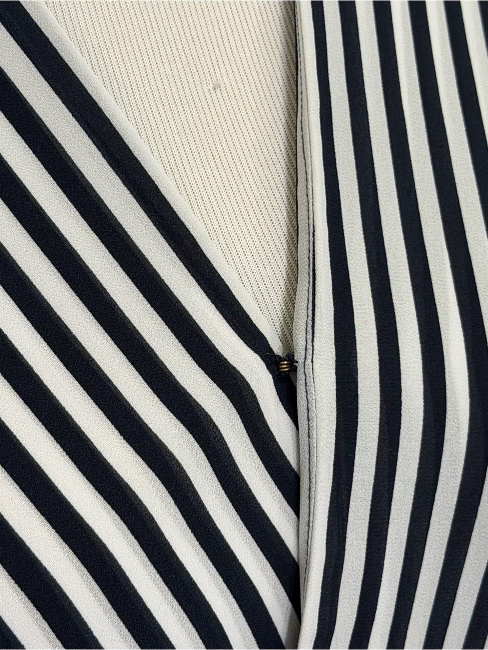 MICHAEL Michael Kors Draped Wrap Front Top XS Black White Stripe Blouse Tunic MK - Picture 2 of 7
